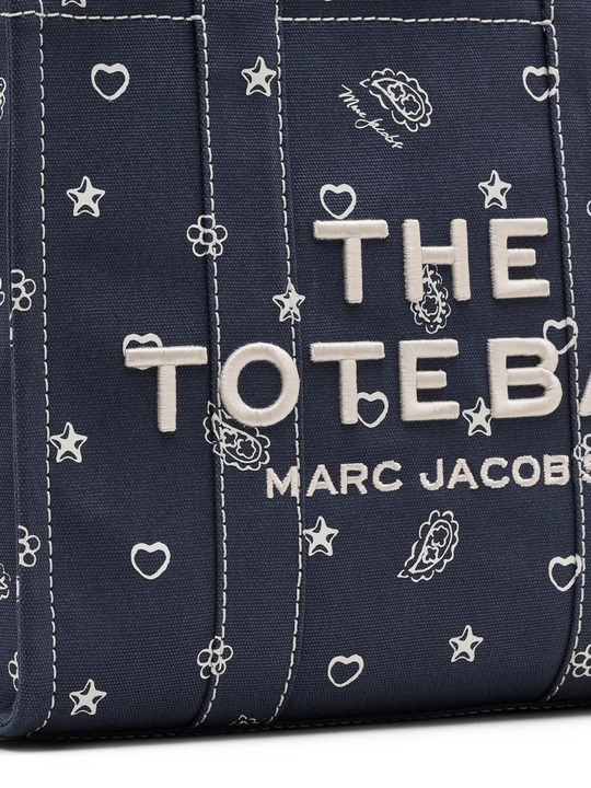 Close up of navy bag,showing texture of the cotton fabric