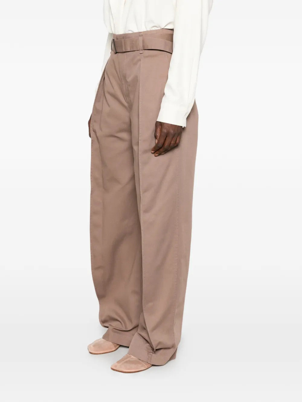 Tan pants, full body view