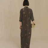 Brown dress, full body view
