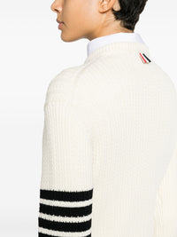 THOM BROWNE - Women Baby Cable Cropped Crew Neck Pullover In Merino Wool W/4 Bar Stripes