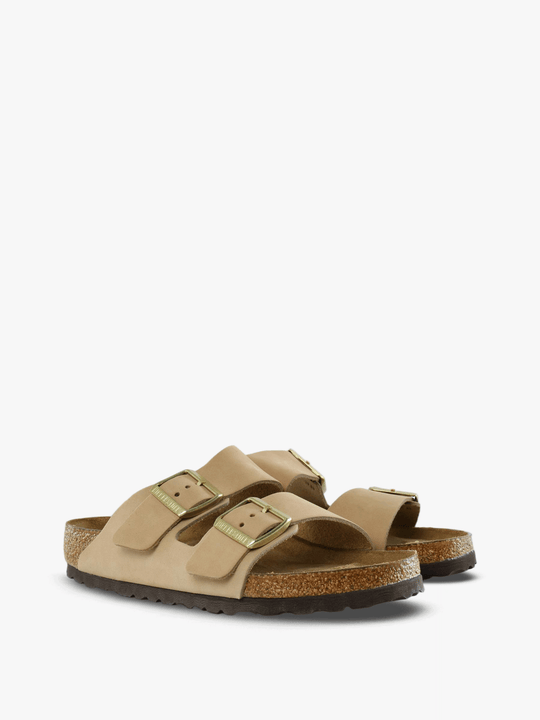Tan sandals, front view