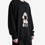Black knitwear, full body view