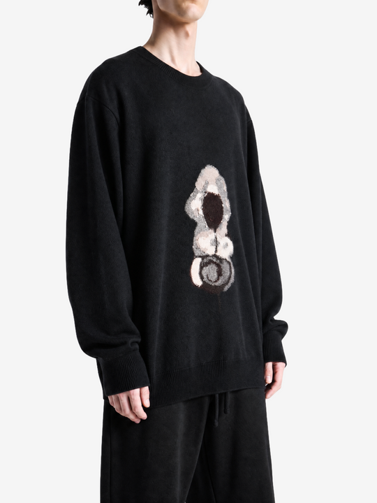 Black knitwear, full body view