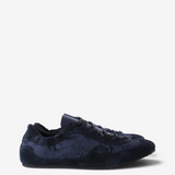 Navy shoes, side view