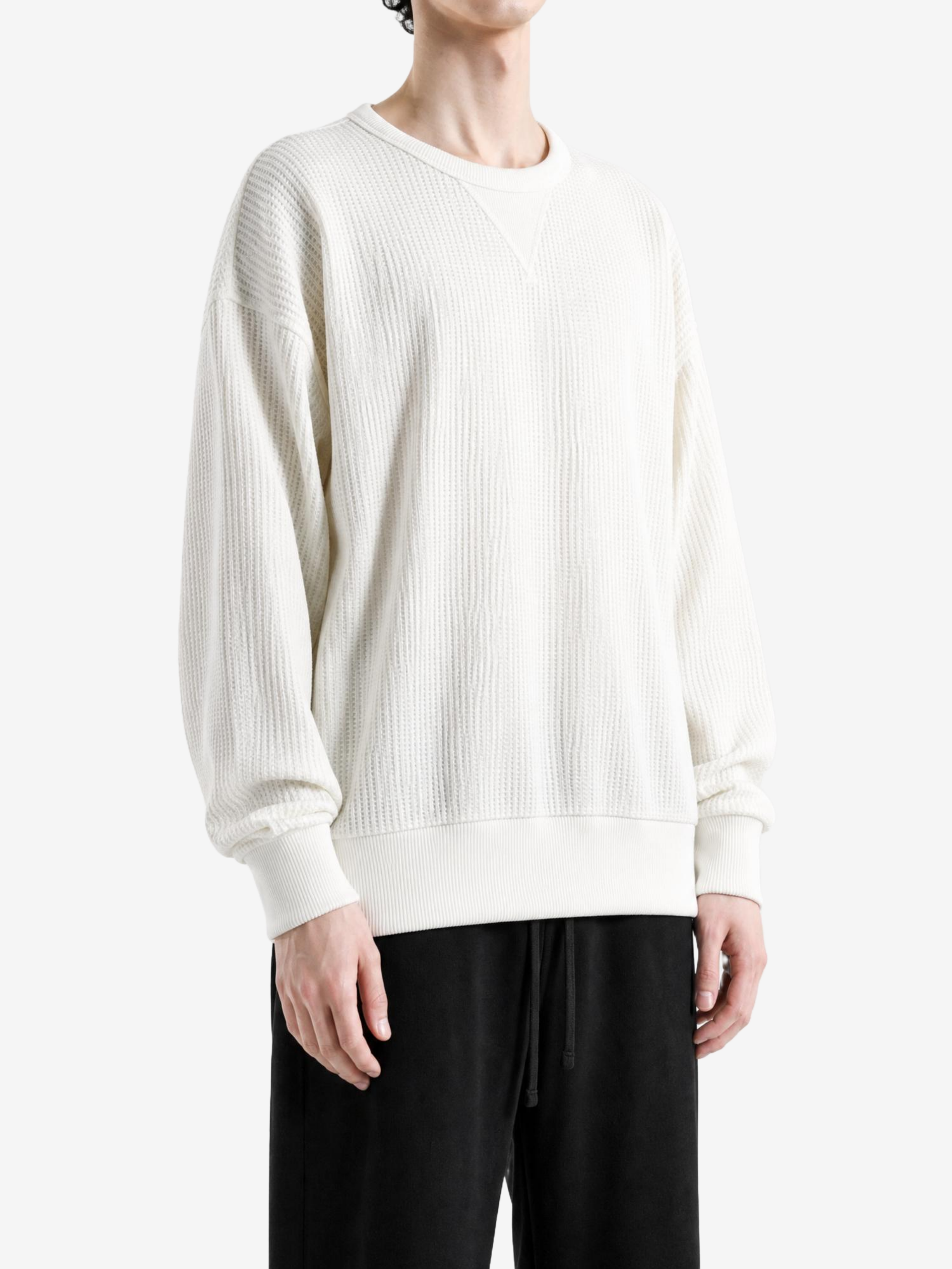 Tan hoodie, full body view