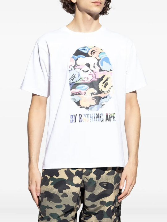 Whitet-shirt worn by a person, showing the shirt's fit