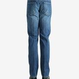 Blue pants worn by a person, showing the pants fit