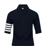 THOM BROWNE - Women 4 Bar Tennis Racquets Intarsia SS Polo Shirt