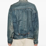 Blue jackets worn by a person, showing the jackets fit