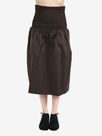 AMOMENTO - Women Nylon Shirring Flare Skirt