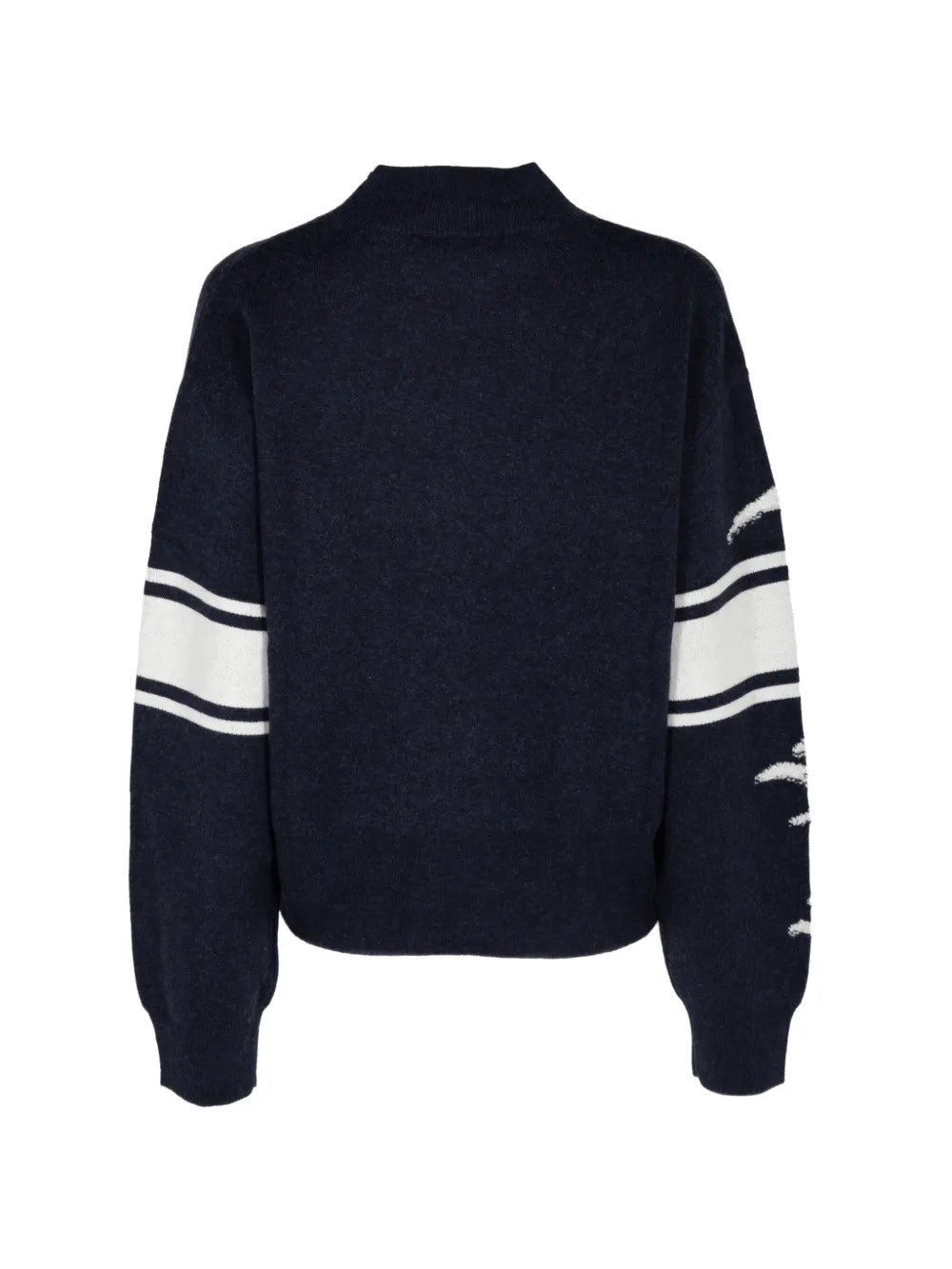 Navy hoodie, back view