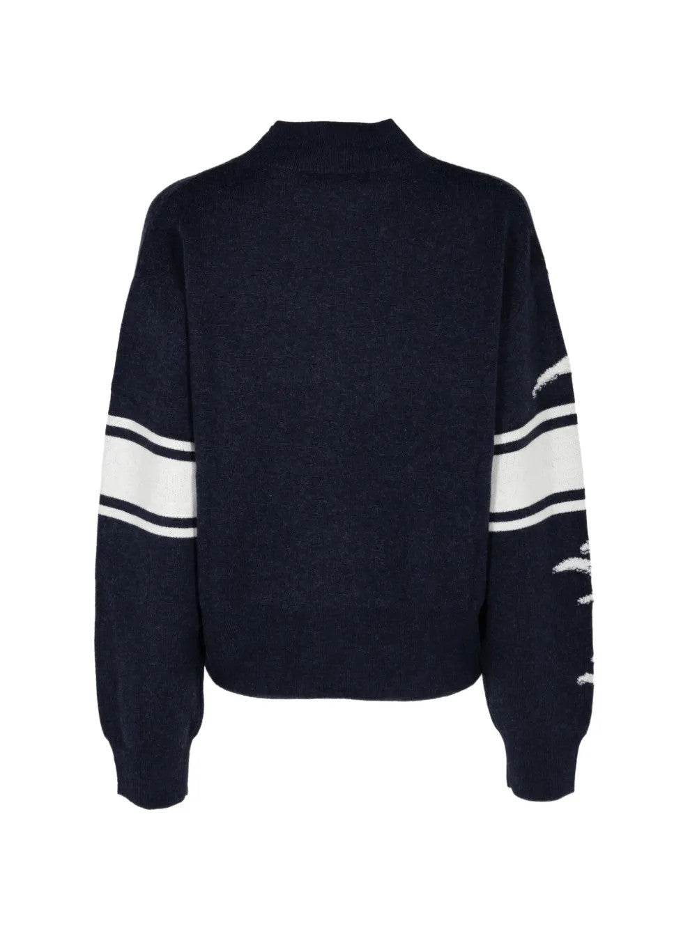 Navy hoodie, back view