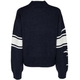 Navy hoodie, back view