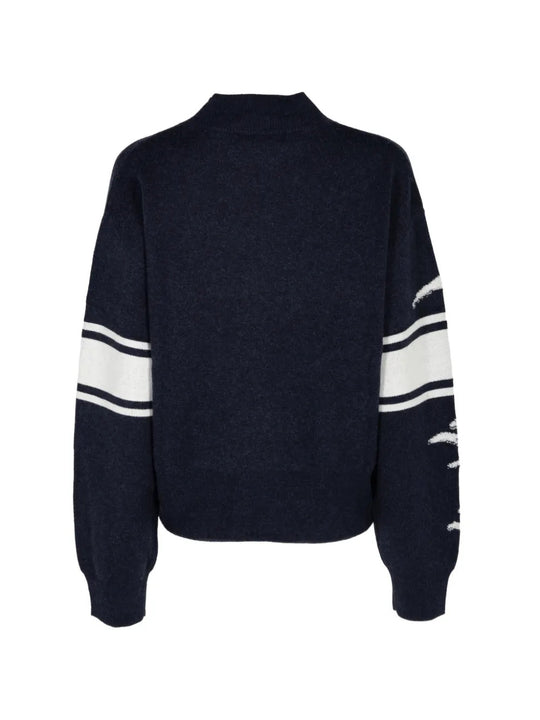 Navy hoodie, back view