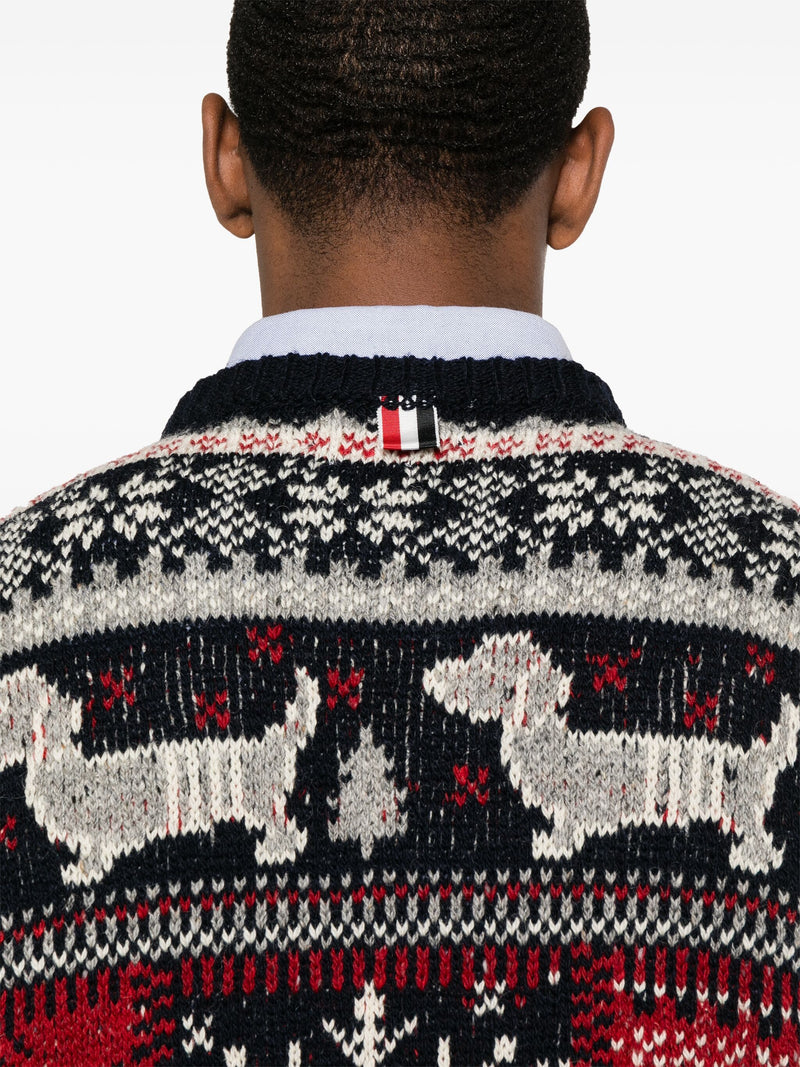 THOM BROWNE - Men Relaxed Fit Crew Neck Pullover