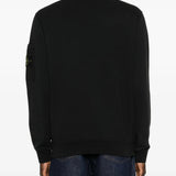 Black sweatshirt worn by a person, showing the sweatshirt fit