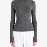 Grey t-shirt worn by a person, showing the t-shirt fit
