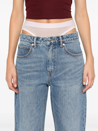 ALEXANDER WANG - Women Slit Hem Jean Prestyle Hotfix Mesh Undie