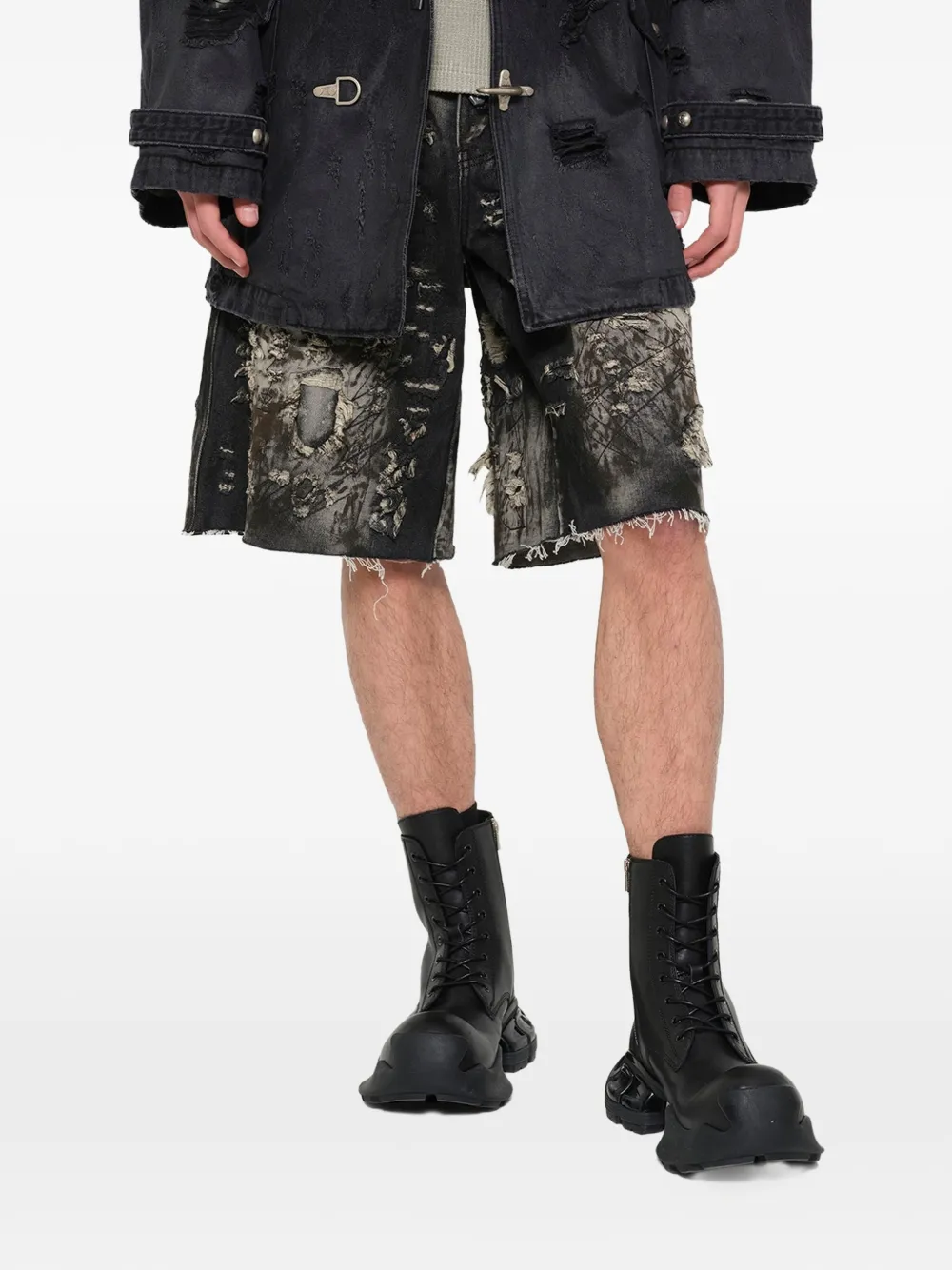 Black shorts, full body view