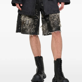 Black shorts, full body view
