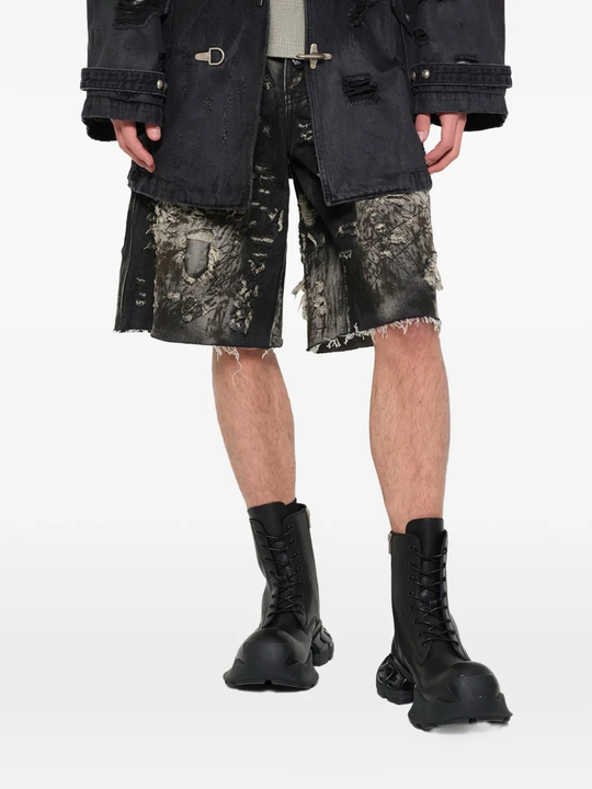 Black shorts, full body view
