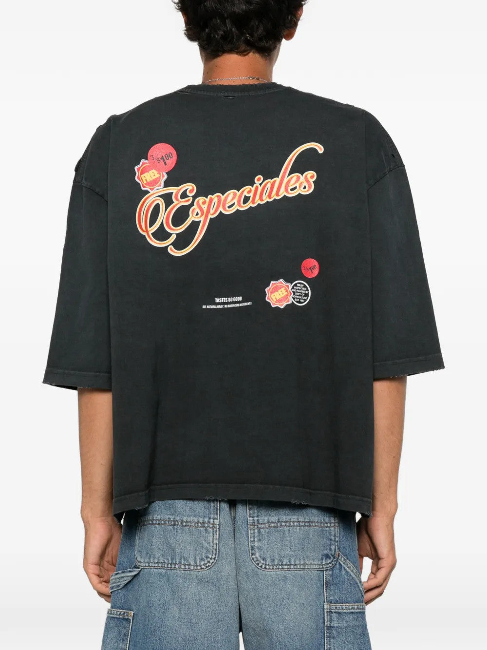 Black t-shirt, full body view