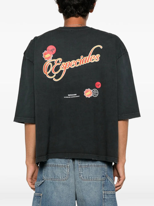 Black t-shirt, full body view