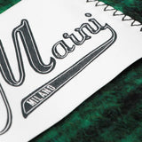Close up of Green scarf, showing detail