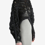 Black knitwear worn by a person, showing the knitwear fit