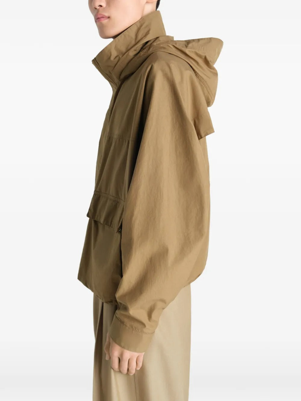 Bronwn jacket worn by a person, showing the jacket's fit