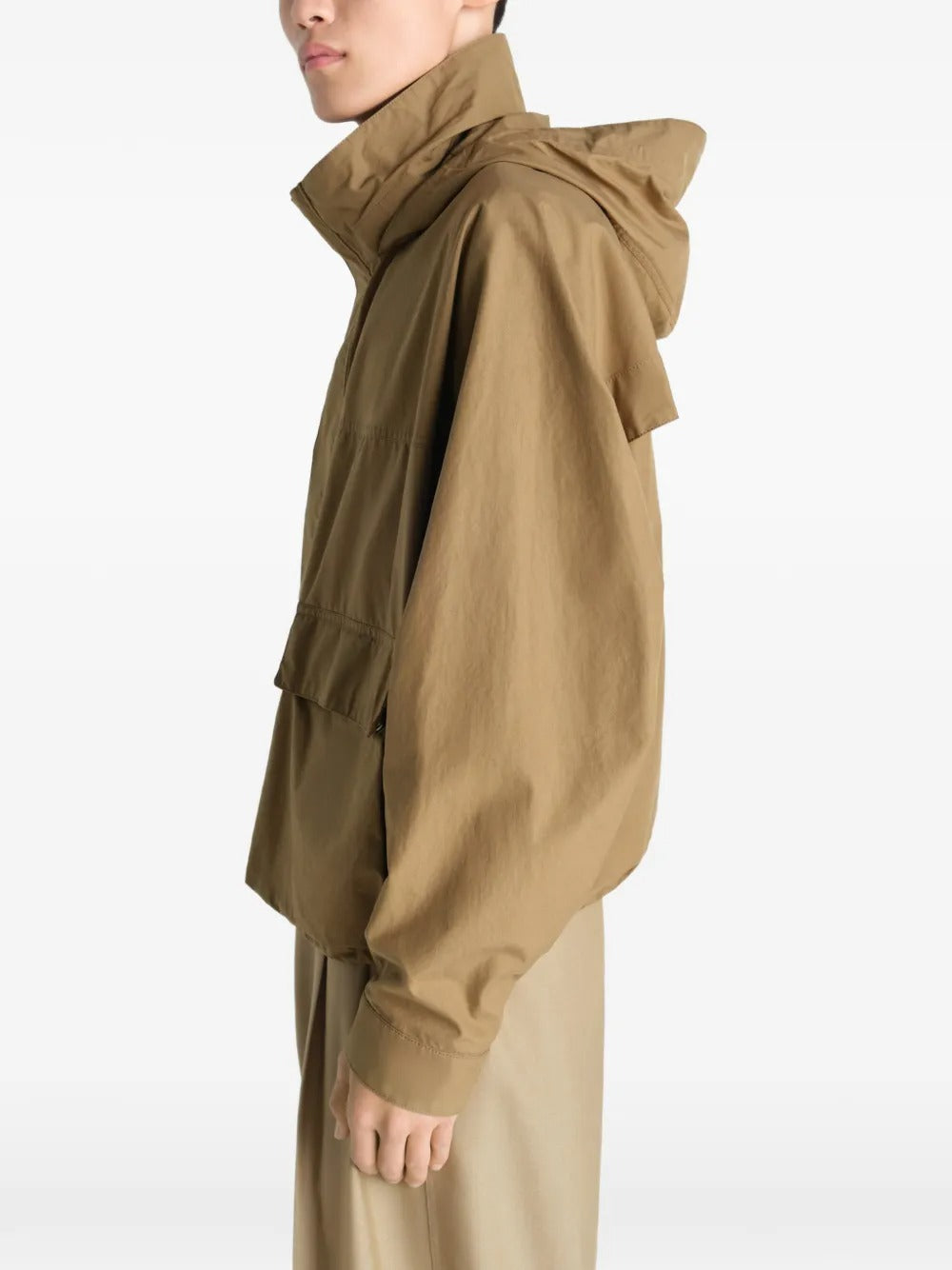 Bronwn jacket worn by a person, showing the jacket's fit
