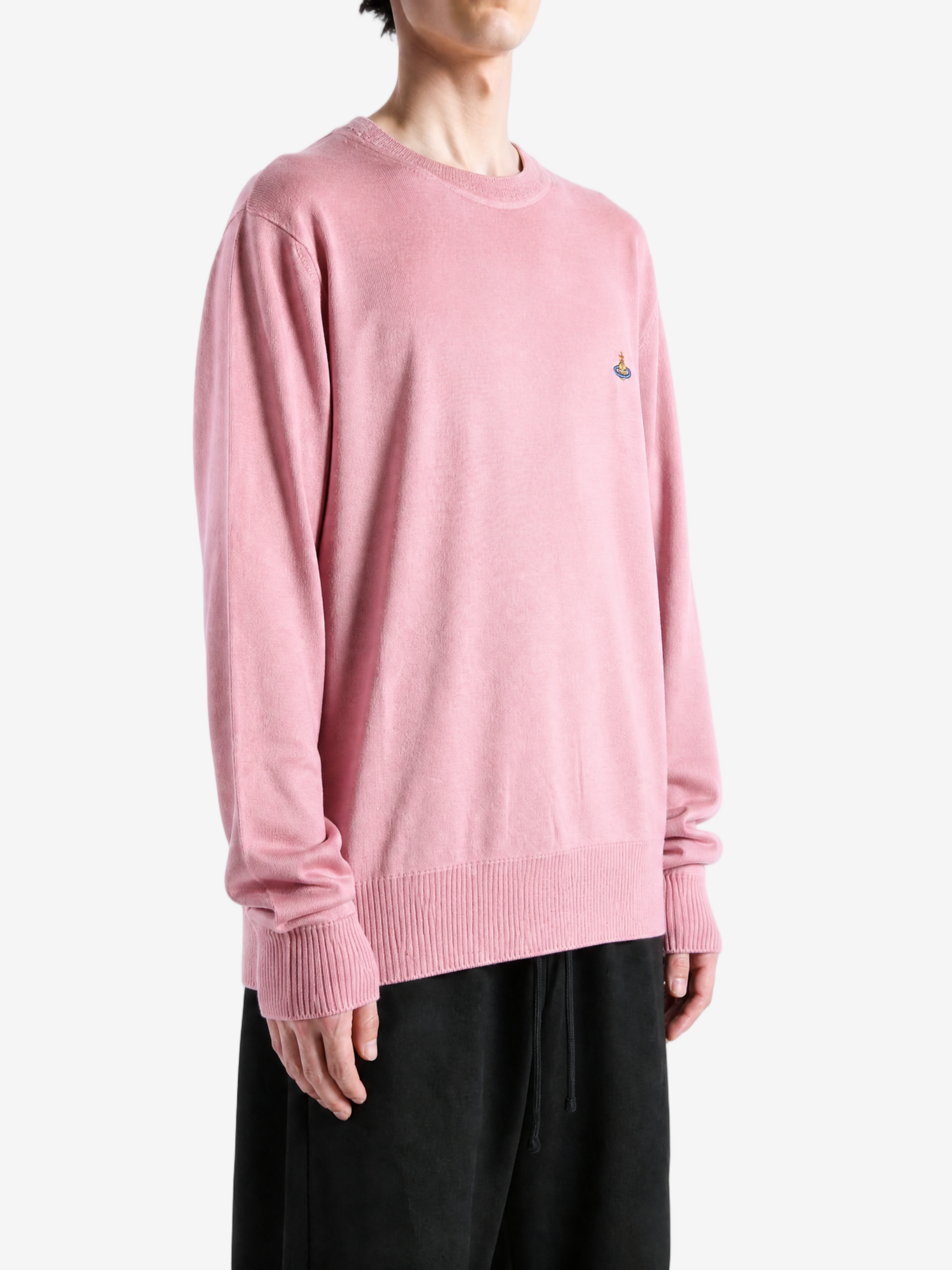 Pink hoodie, full body view