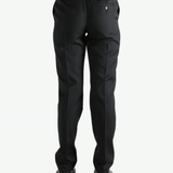Grey pant worn by a person, showing the pant's fit