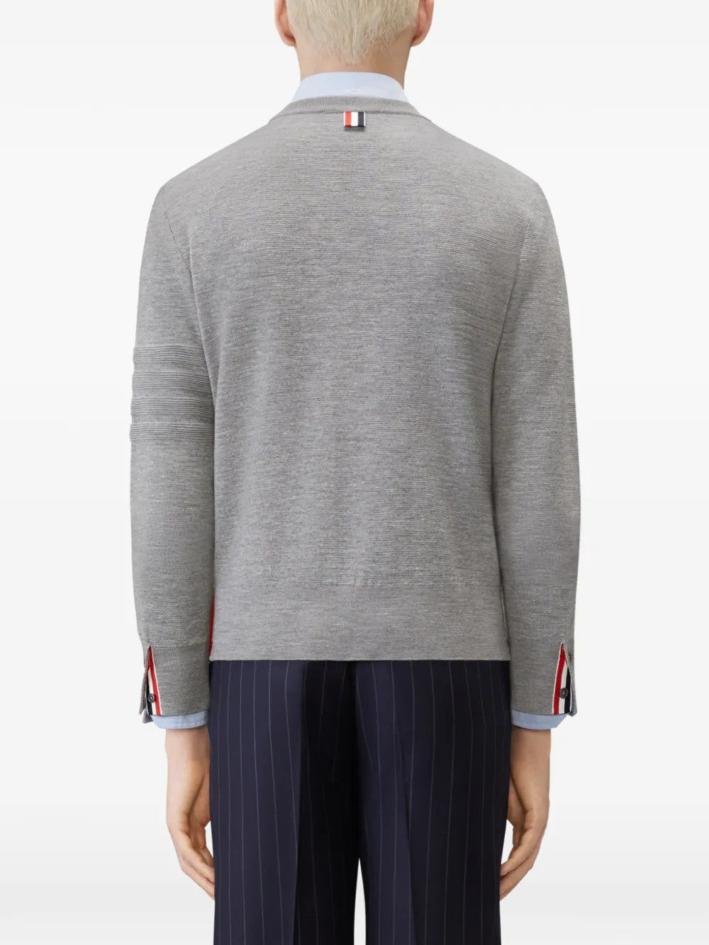 Grey knitwear, full body view