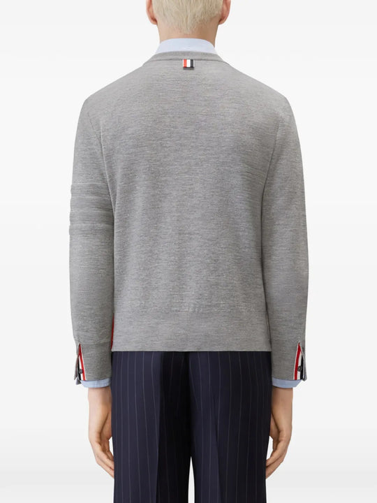 Grey knitwear, full body view