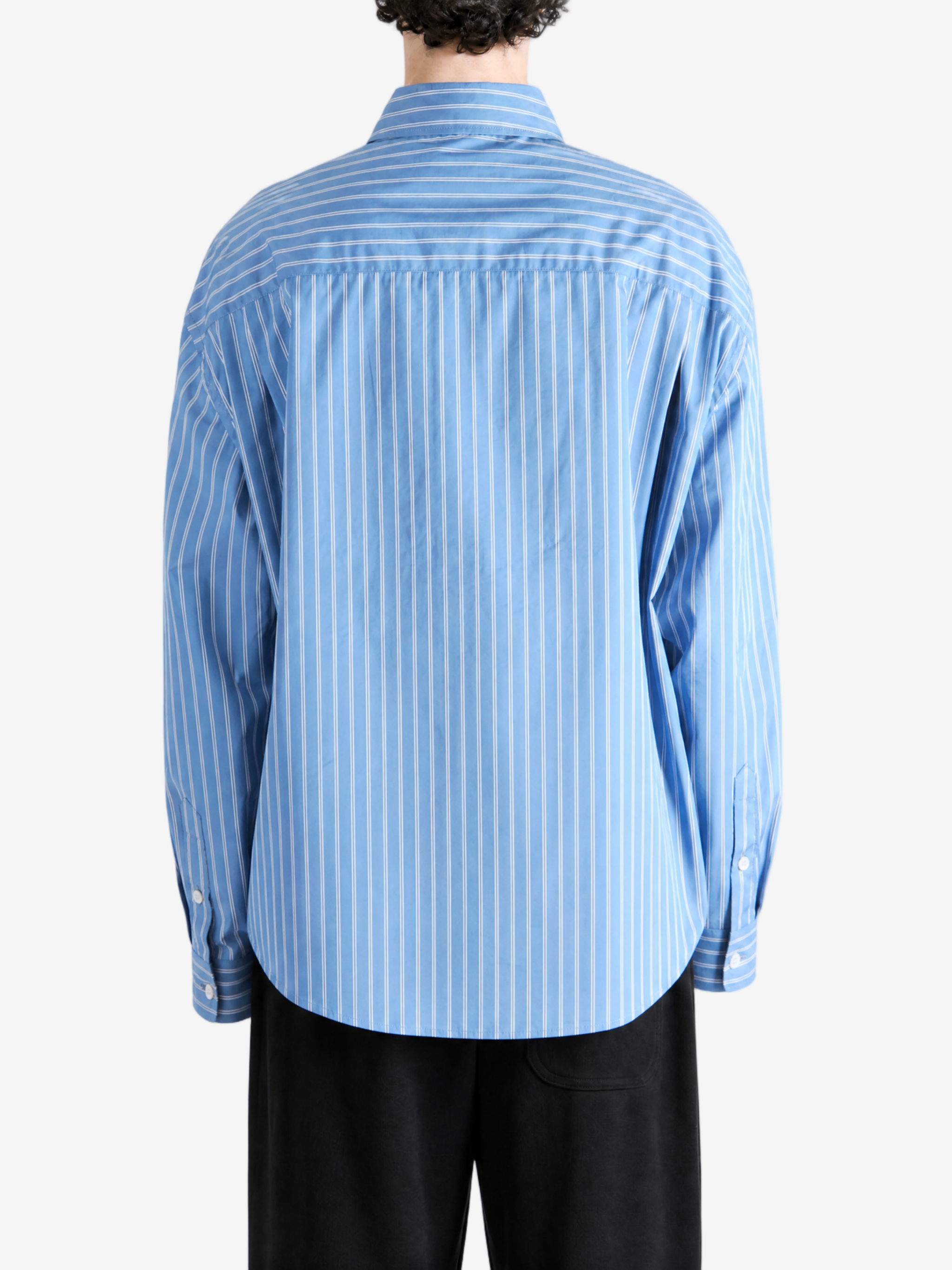 Blue shirt, full body view