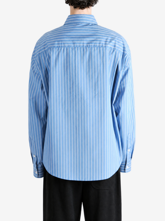 Blue shirt, full body view
