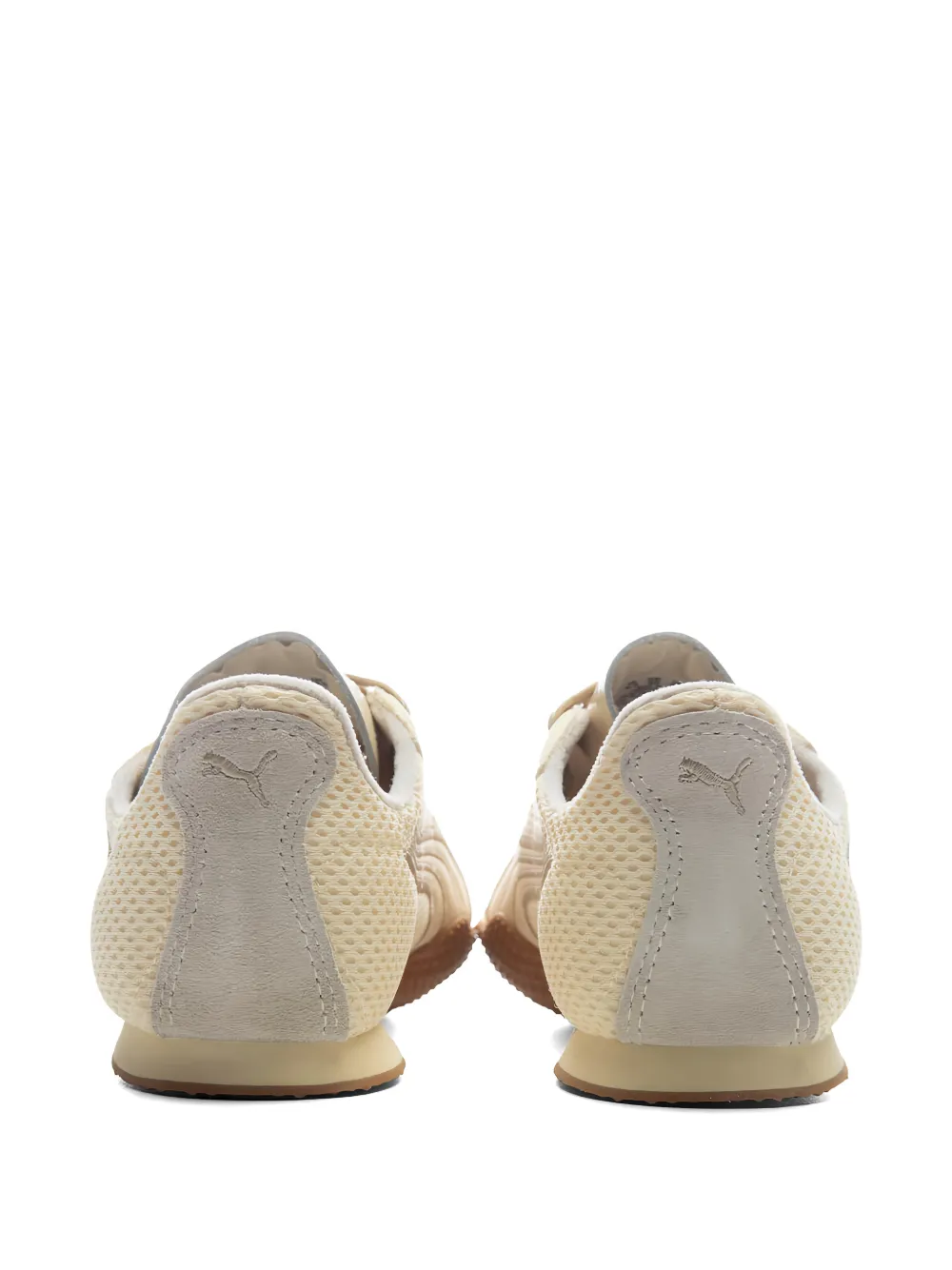 Tan shoes, back view