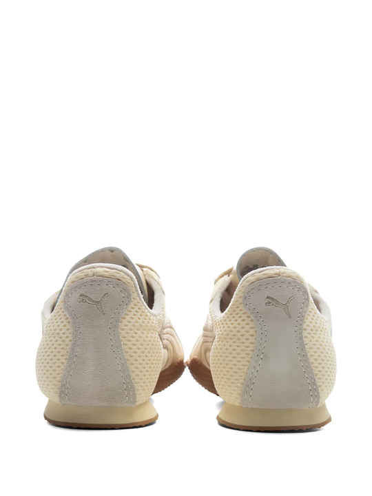 Tan shoes, back view