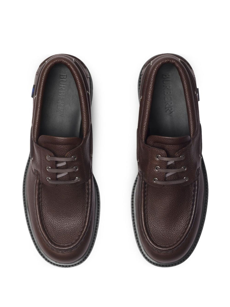 BURBERRY - Men Constructed Leather Rubber Sole Boat Shoe