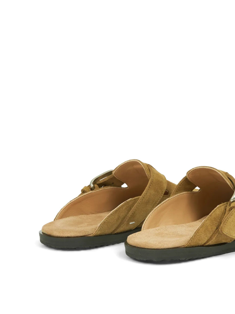 Tan sandals, side view