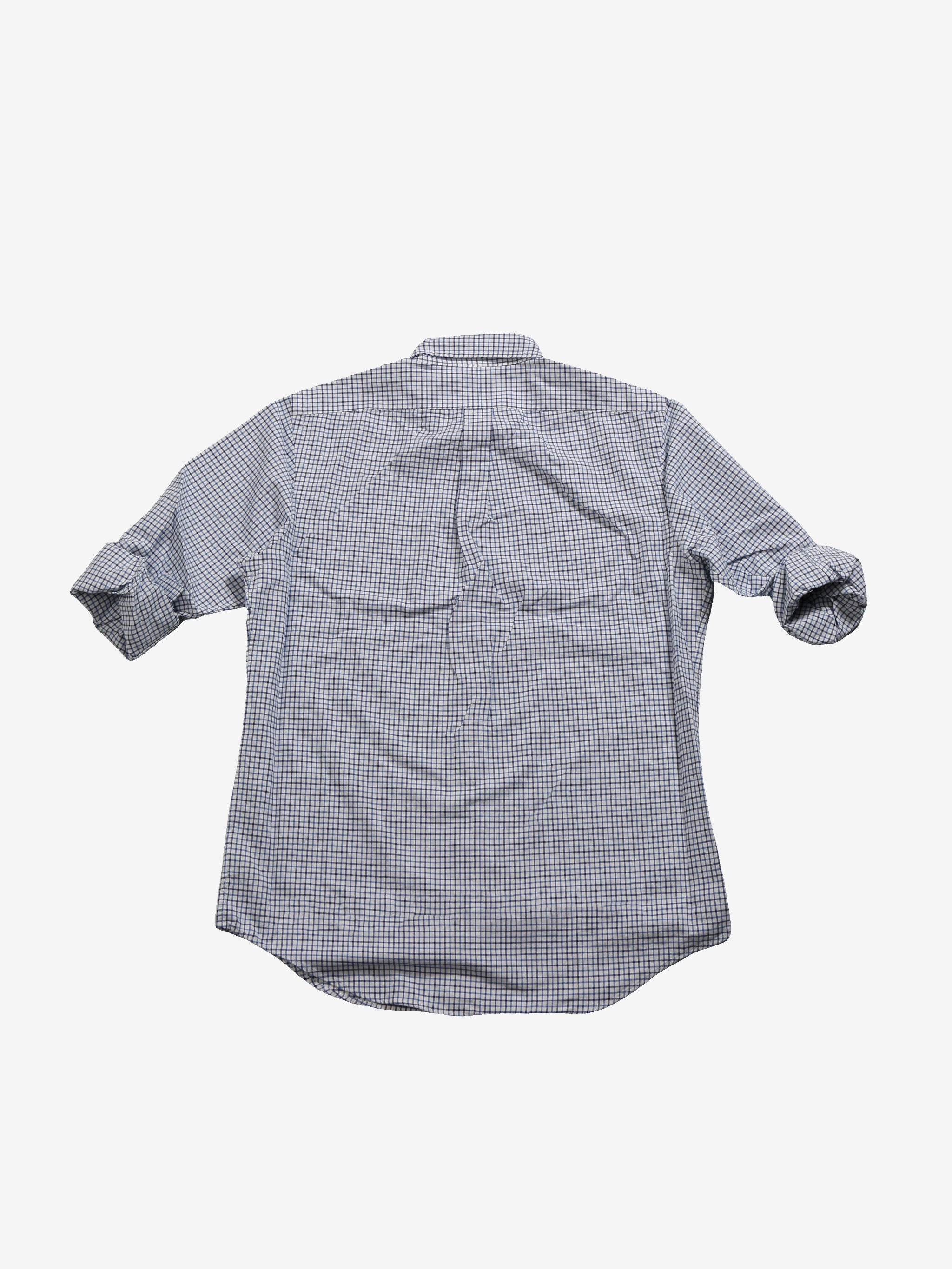 Blue shirt, back view