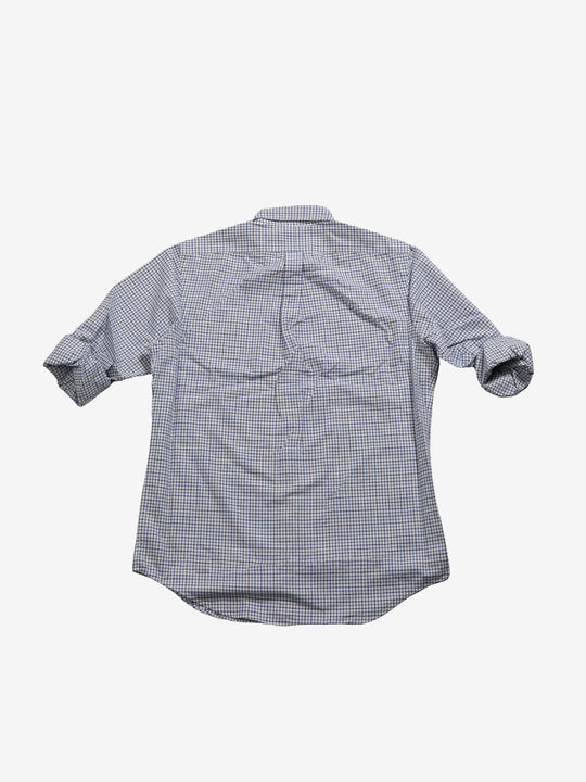 Blue shirt, back view