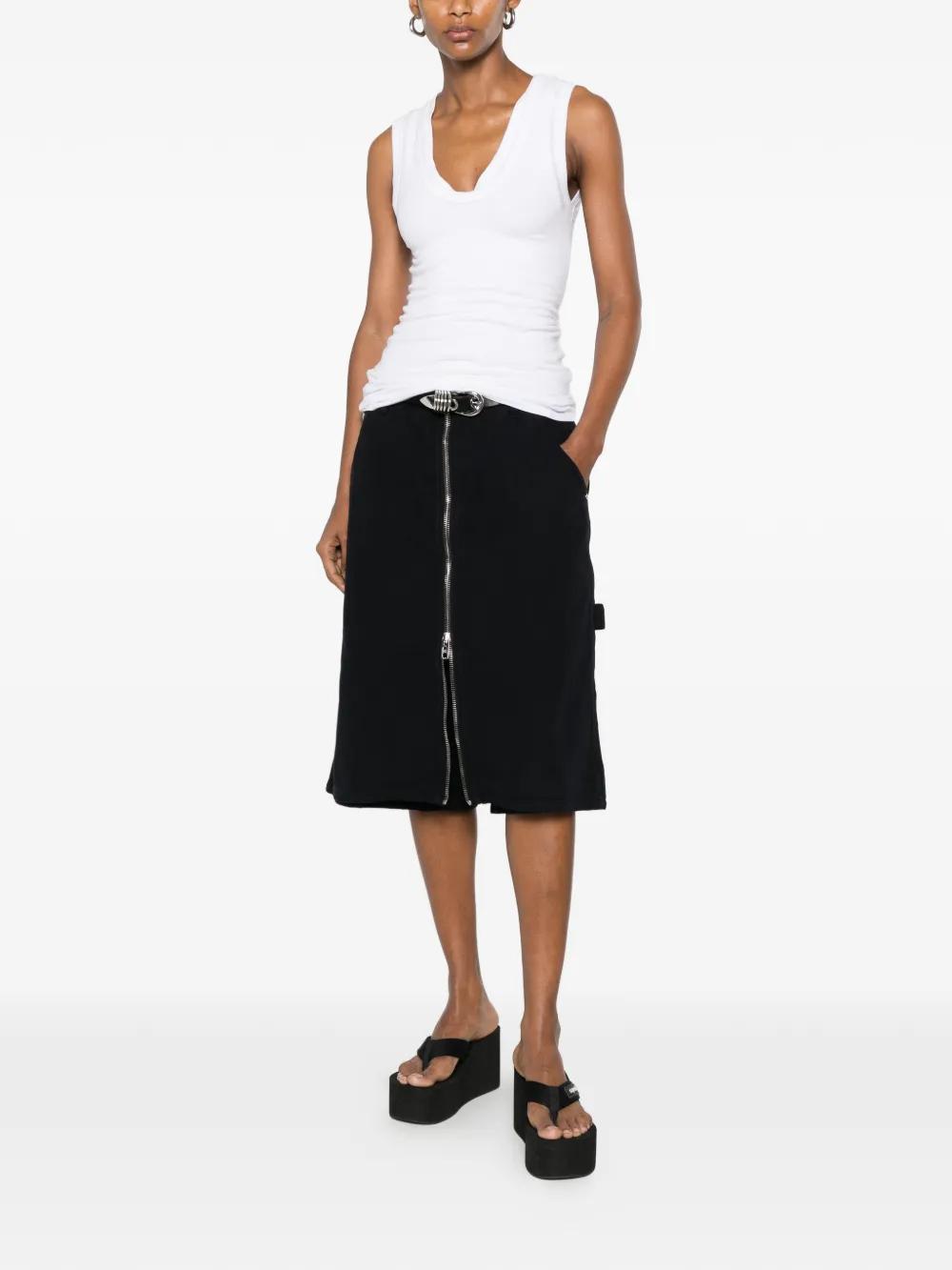 Black skirt, full body view