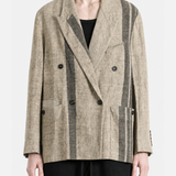 Grey jacket worn by a person, showing the jacket's fiit