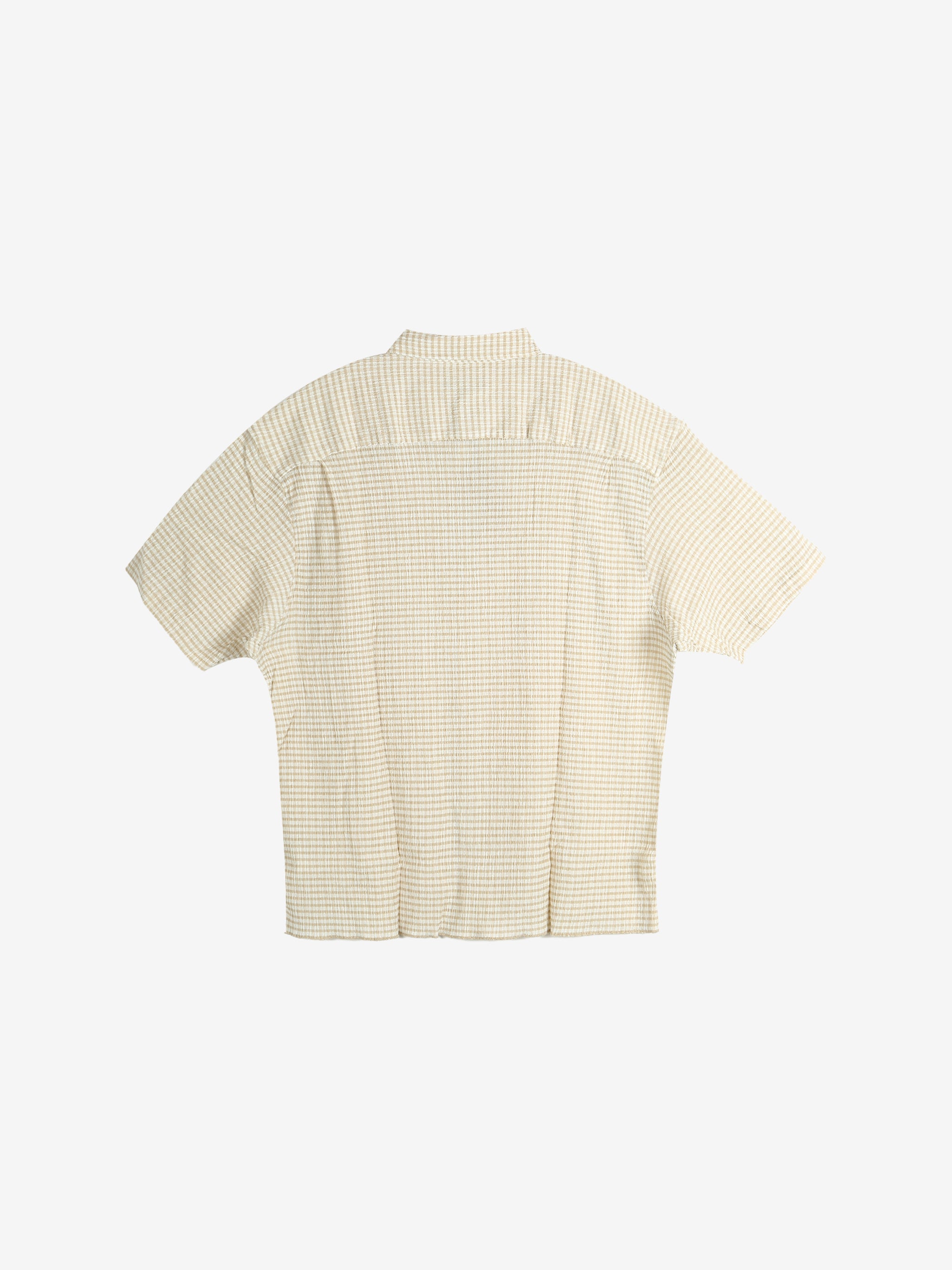 Beige checkered shirt ,back view