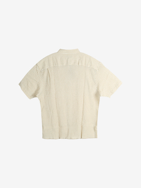 Beige checkered shirt ,back view