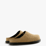 Tan shoes, side view