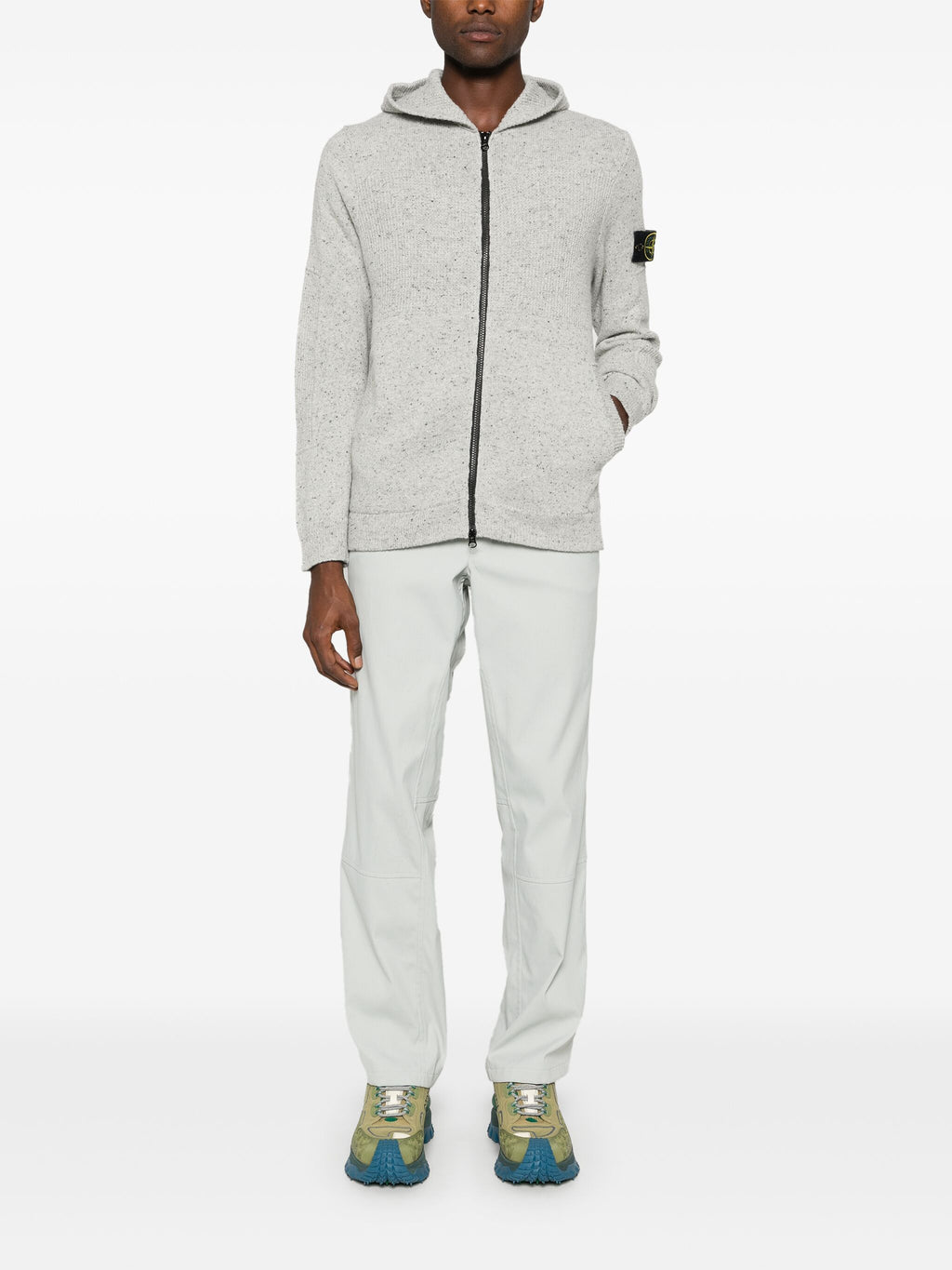 STONE ISLAND - Men Speckle-Knit Zip Hoodie