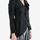 Black jacket worn by a person, showing the jacket's fit
